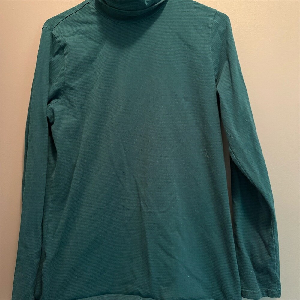 Eddie Bauer Top Womens Size L Green Turtleneck Long Sleeve Textured Knit